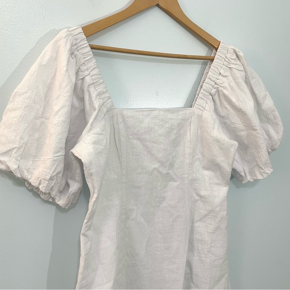 NWT SNDYS X Revolve White Tuscany Cotton Puff Sleeve Mini Dress Smock Boho XL - Picture 6 of 11